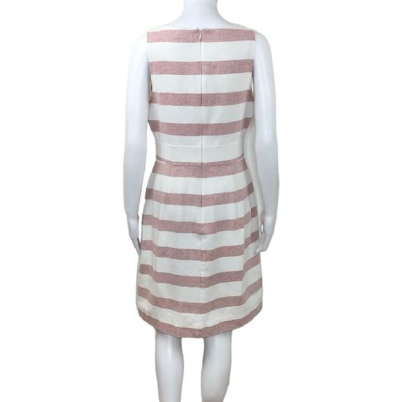 J.Crew Factory Pink White Striped Cotton Linen Sleeveless Sheath Dress Size 8 - Picture 3 of 10